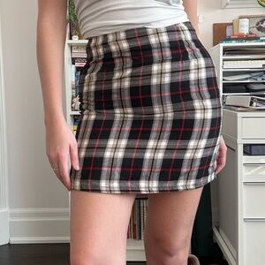 Boohoo Tartan Mini Skirt - Black, Red, White